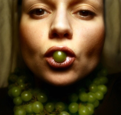 self-portrait with grapes