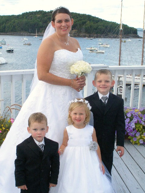 Bride with Flower girl and ring bearers