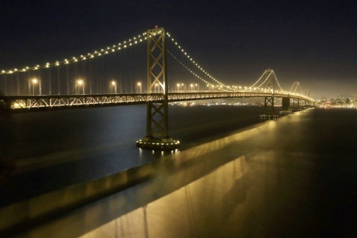 The Oakland Bay Bridge at night