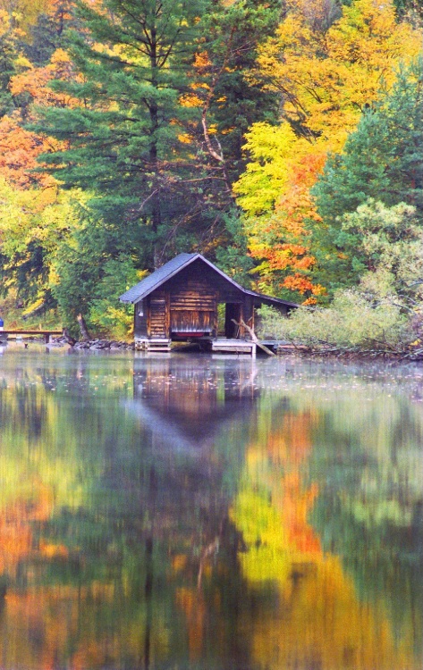 Old Boat House In The Fall. Muskoka  