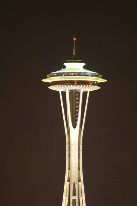 Lit up Space Needle