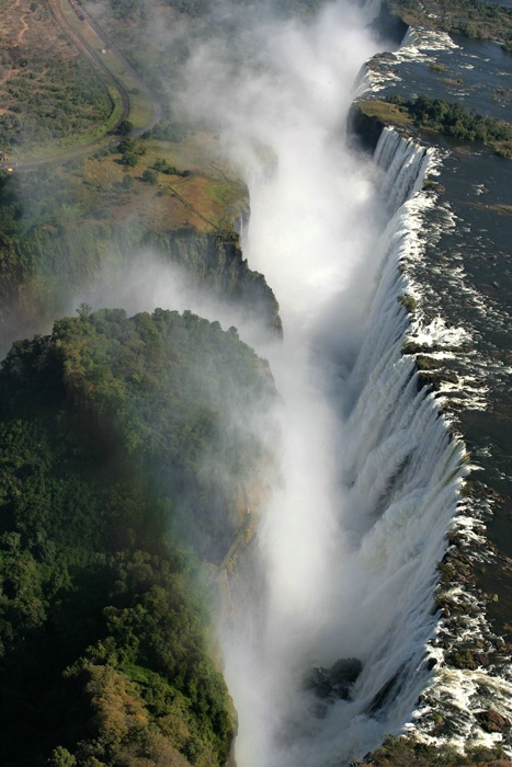 Victoria Falls from a helicopter
