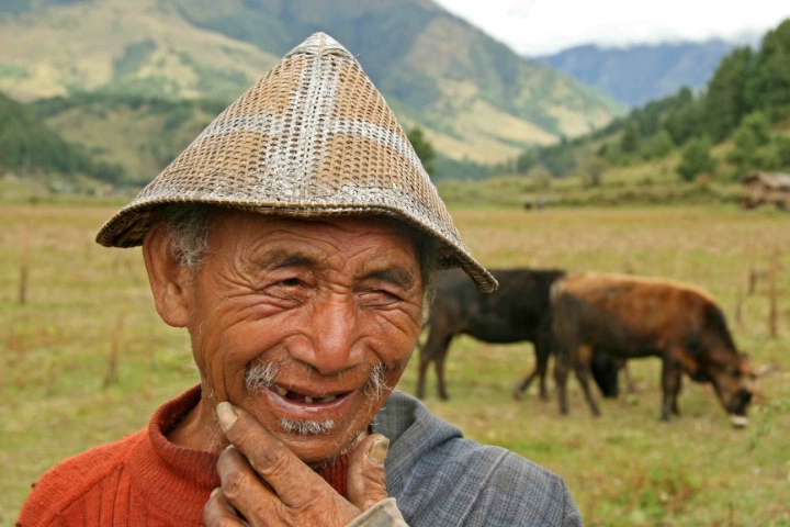 Farmer at Ogyenchoelingm, Bhutan