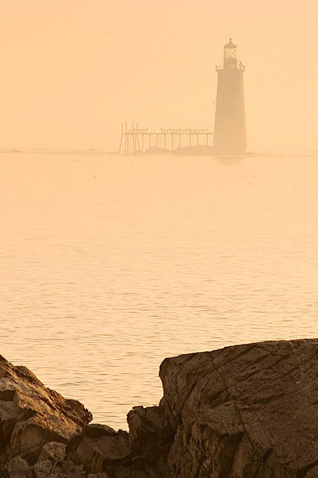 Lighthouse in Mist - Portland Maine 10-4-04 - ID: 2892526 © Robert A. Burns