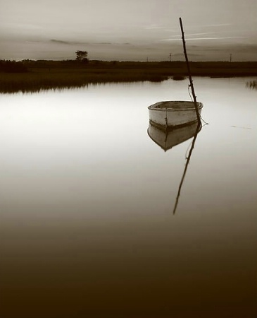 The old boat at sunset