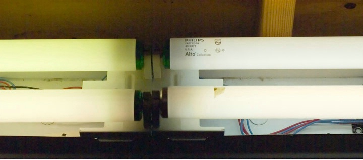 Fluorescent tubes come in different colors. 
