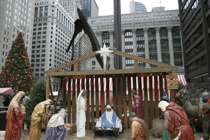 Nativity Scene in downtown Chicago