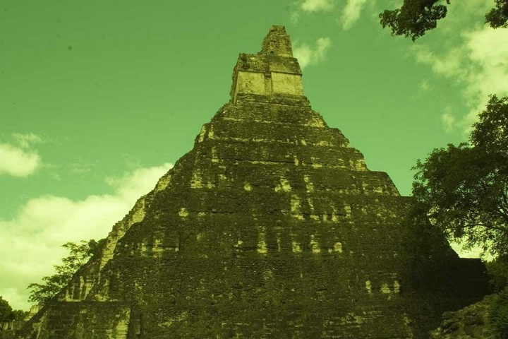 Tikal ruins yellow filter