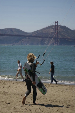 Kiteboarder Heading Out From Crissy Field