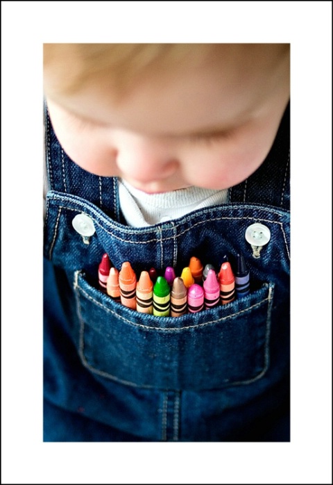 Crayons in her pocket