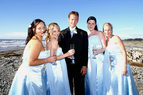 Groom and the bridesmaids
