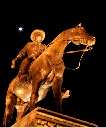 Gen. Franz Sigel Statue at night