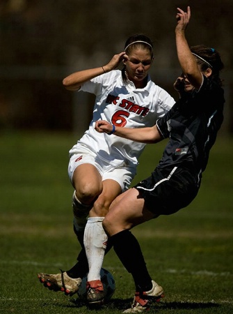 College soccer action