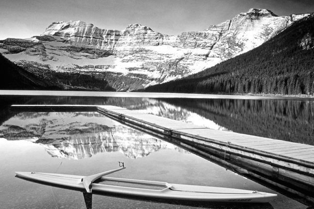 Cameron Lake black & white