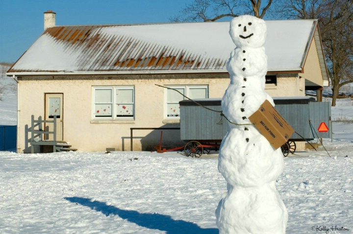 Amish School House Snowman