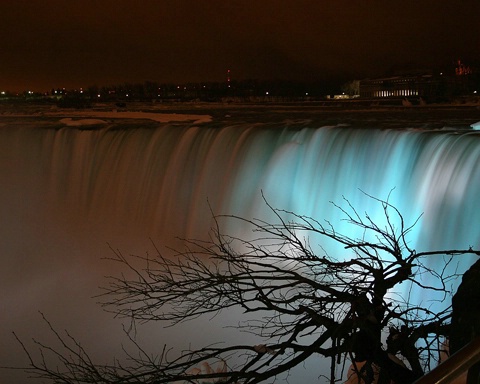 Niagara Falls in blue