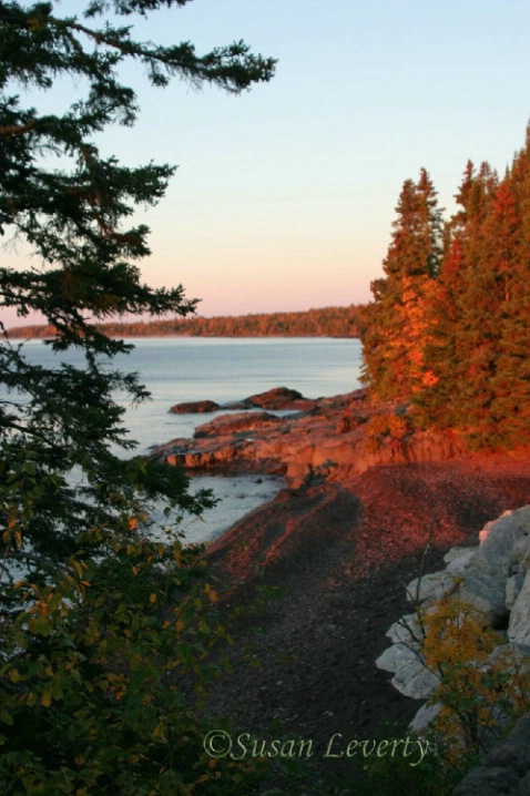 Lake Superior Shore Sunrise Vertical