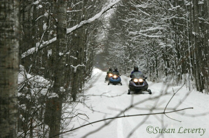Snowmobile trail with sleds #4