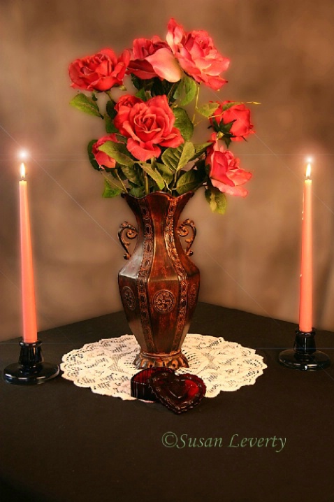 Flowers with Lite Candles Flare