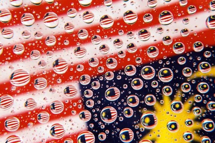 Malaysian Flag in Water Drops