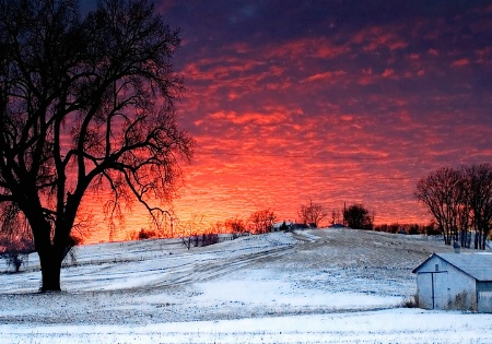 Winter Sunset in Nebraska