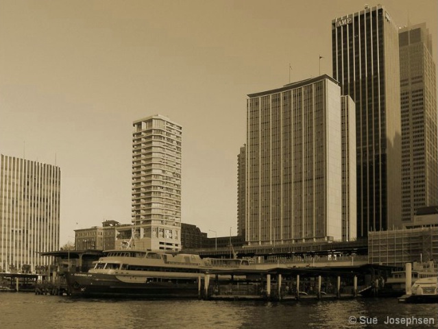 Cityscape with sepia filter