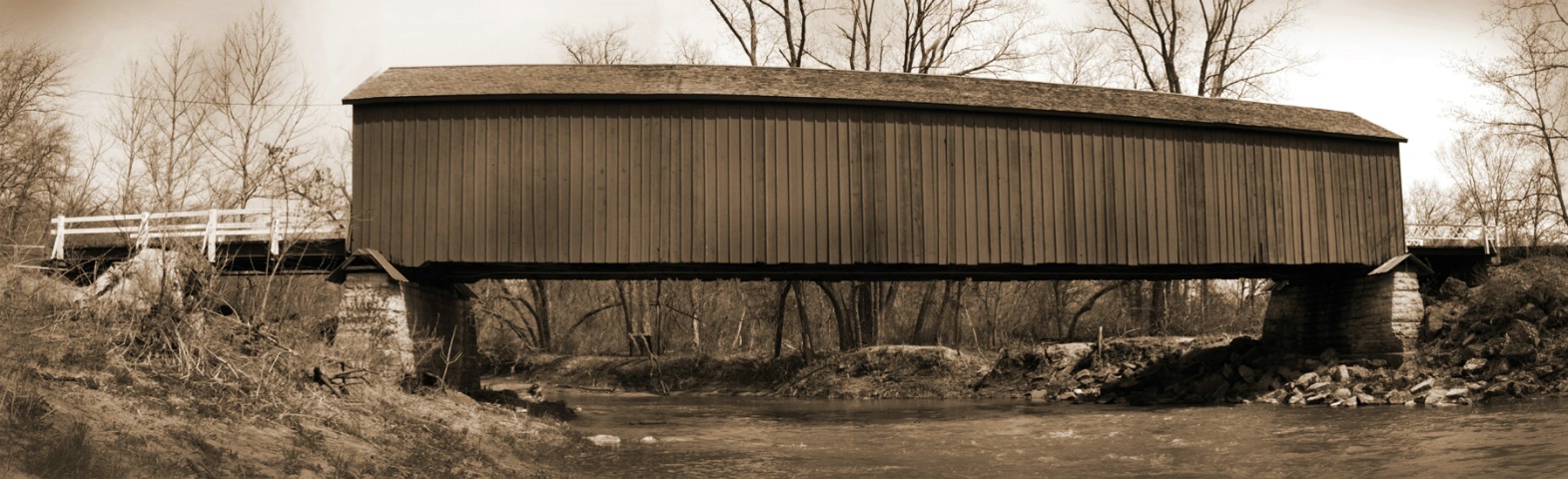 Sepia Red Covered Bridge