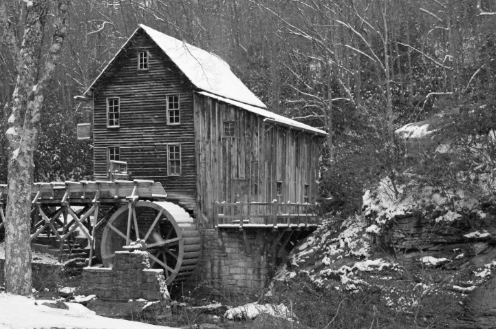 Glade Creek Grist Mill in B&W - ID: 3693744 © Lisa R. Buffington