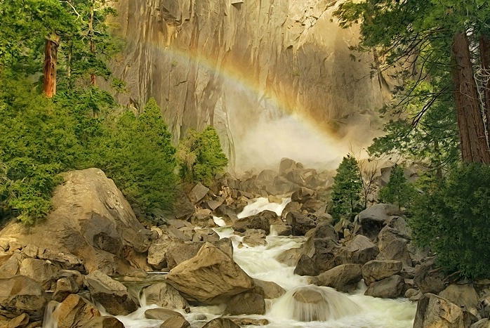 Y-1001NR,  Rainbow at Lower Yosemite Falls
