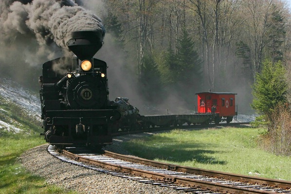 Log Train lumbering into Spruce, Cass, WV - ID: 3920283 © John Singleton