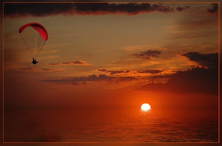 glider at sunset