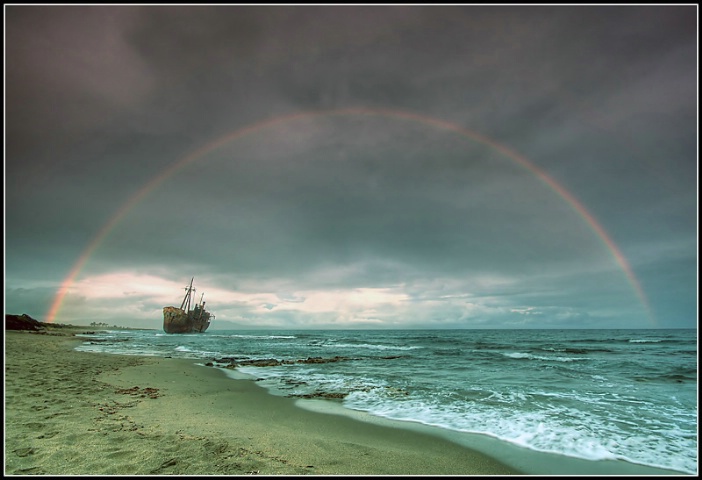 Gytheio Shipwreck and Rainbow