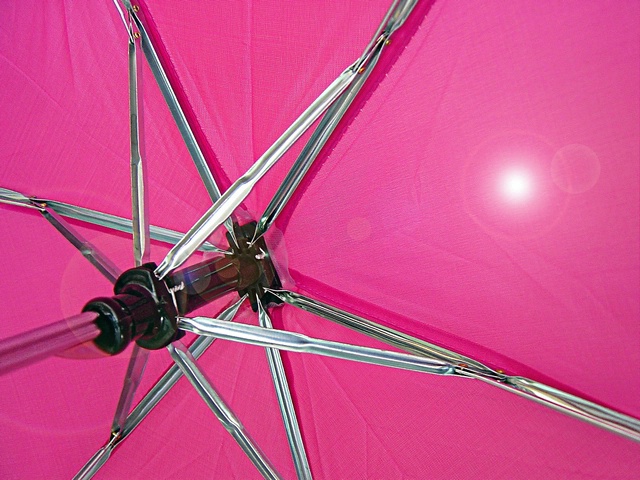 Under umbrella on a sunny day