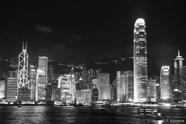 Hong Kong skyline B&W