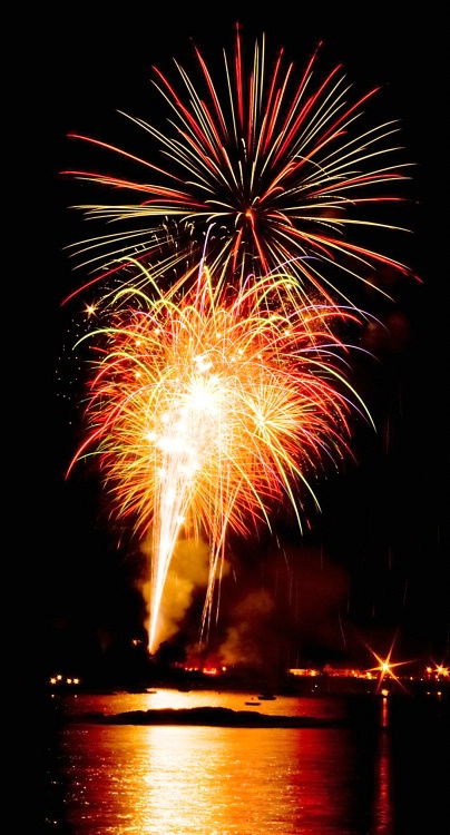 July Fireworks over Water