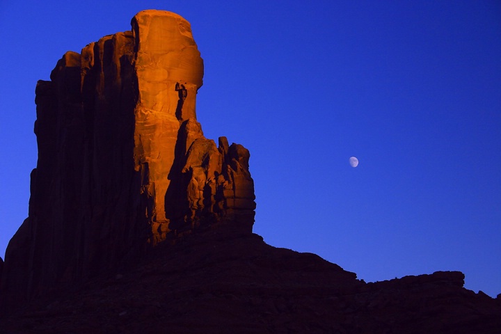 Last Light  with the Moon, Monument  Valley MT