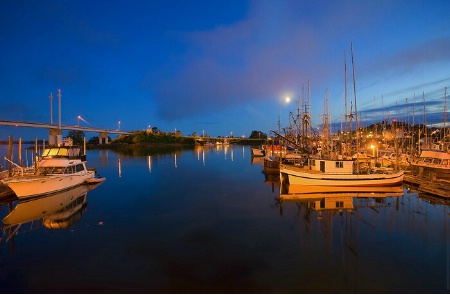 Moon over Sitka Marina