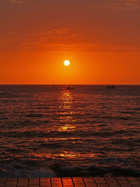 sunset on the board walk