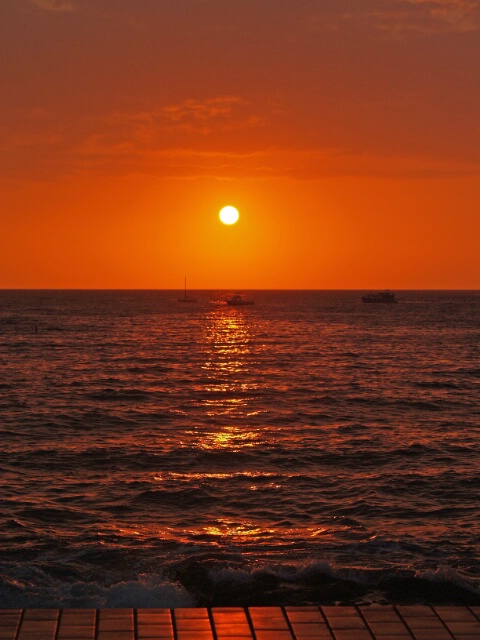 sunset on the board walk