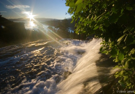 Sunrise and waterfall