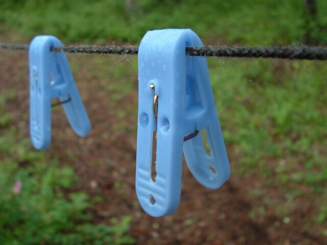 Clothespins on a clothes line