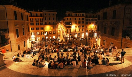 Nightlife on the Spanish Steps - Rome, Italy