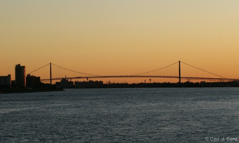 Ambassador Bridge At Sunset 