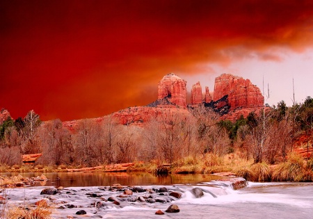Red Sky Over Red Rock Crossing
