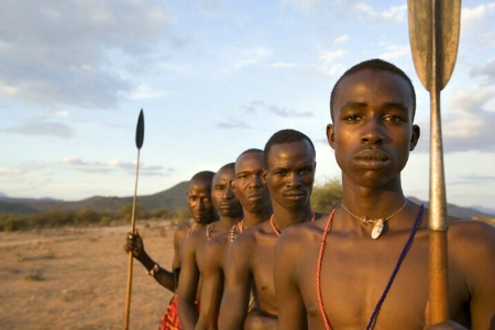 Masai tribe in their village