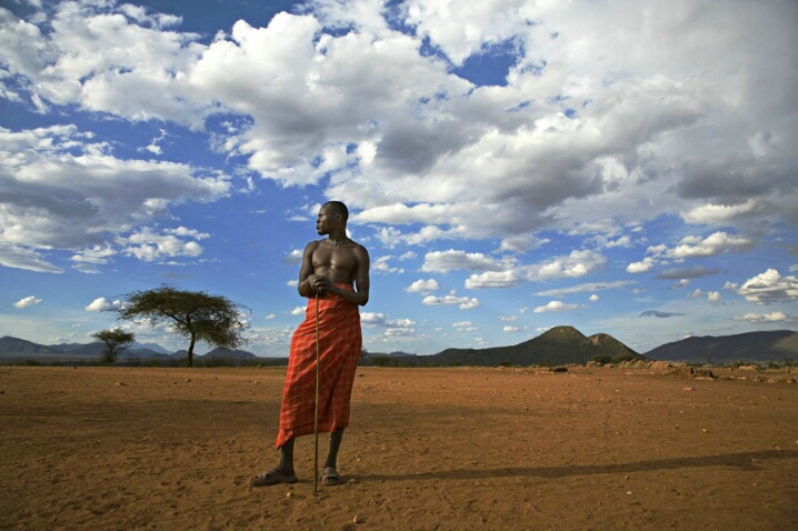 Masai tribe man in his village