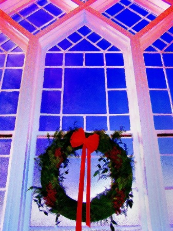 Church Window -- Christmas Wreath