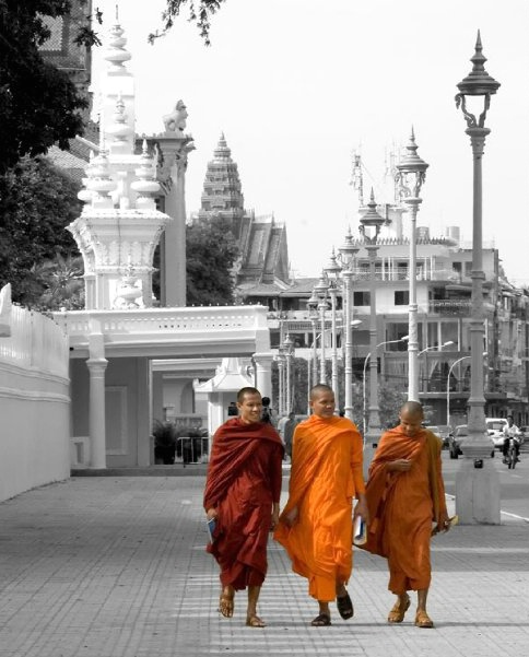 Monks in Phnom Phen