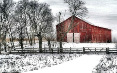 Broadside Of A  Red Barn