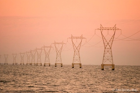 High voltage transmission lines across the Lake